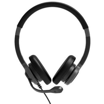 Port Designs 912001 Wired Office Headset with USB-A and USB-C, Noise Reduction, Lightweight Comfort