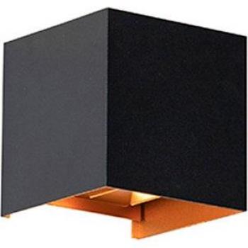 Aplique de exterior moderno negro y dorado con LED 2 luces IP54 - Edwin