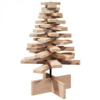 Árbol de Navidad de Madera Maciza de Pino 60 cm, Adorno Decorativo para Navidad