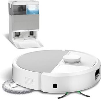 iRobot Roomba Plus 505 Combo Robot Aspirador y Friegasuelos con Base AutoWash Multifunción, Autolimpiable, Mopas DualClean, PrecisionVision IA, ClearView Pro LiDAR y Secado Aire Caliente - Blanco
