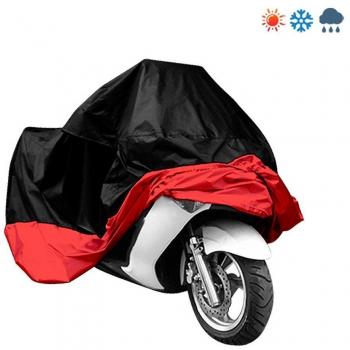 Sel Natural Funda para Cubierta de la motocicleta Impermeable Prueba de Lluvia Polvo UV- negro y rojo