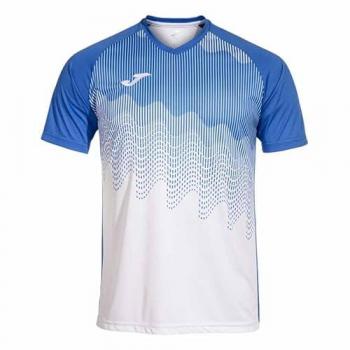 Camiseta de fútbol Joma Tiger VI para hombre, color blanco y royal, de manga corta