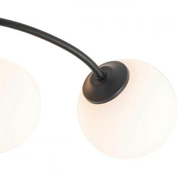 Plafón moderno negro con cristal opal y 6 luces - Athens, acero, adecuado para LED, max. 6 x 28W