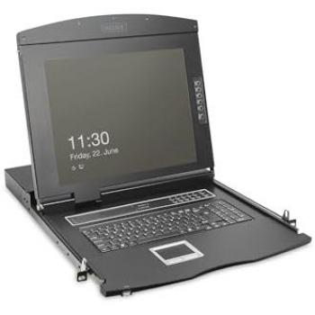 Consola KVM Modular de 19'' TFT HD, 1920 x 1080 Pixeles, 8 Puertos HDMI, Táctil, Teclado FR, Color Negro