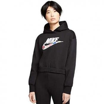 NIKE W NSW ICN Clsh FLC Hoodie BB Sudadera, Mujer, Black, L