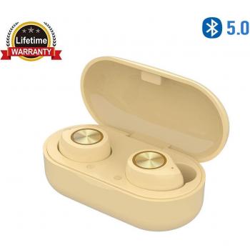 2019 Nuevos Auriculares Bluetooth táctiles con micrófono Estéreo Estuche de Carga de Audio Portátil para Android Android Sport-Amarillo3