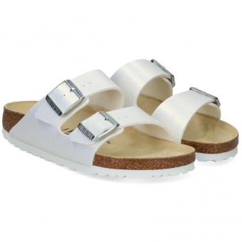 Birkenstock Arizona Women's White Shiny Lizard Mules