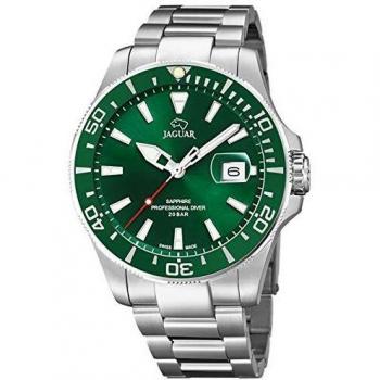 JAGUAR Reloj Modelo J860/B de la colección Executive, Caja de 43,5 mm Verde con Correa de Acero para Caballero