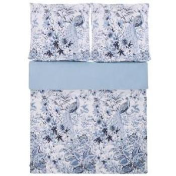 Conjunto de Funda de Edredón y Almohada 155 x 220 cm Algodón Blanco y Azul Estampado Floral Estilo Boho Ballard