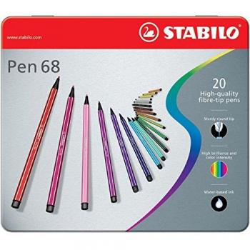STABILO Pen 68 - Rotulador premium - Estuche de metal con 20 colores