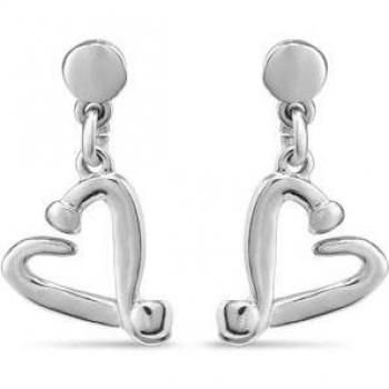 UNOde50 One Love Silver Plated Open Heart Stud Earrings PEN0887MTL0000U