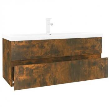 Mueble de baño con lavabo madera contrachapada roble ahumado vidaXL