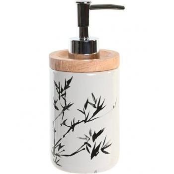 Dispensador de Jabón DKD Home Decor 8 x 9 x 17,5 cm Negro Blanco Gres