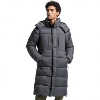 Superdry Ripstop Long Padded Jacket for Men in Charcoal, XS