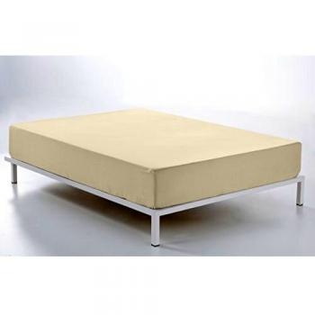 ESTELA - Sábana Bajera Ajustable Combi Color Crema - Cama de 180 cm. - 50% Algodón / 50% Poliéster - 144 Hilos