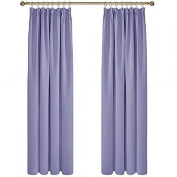 Deconovo Cortinas Opacas con Aislamiento Térmico para Salón Oficina Hotel Decorativas Fruncidas 2 Piezas 140x220cm Púrpura Claro