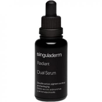 Singuladerm Radiant Dual Serum 30ml - A dual-phase serum designed to enhance radiance, hydrate, and improve skin texture. Formulated with active ingredients that target dullness and uneven skin tone, suitable for all skin types. Contains antioxidants