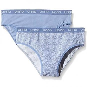 UNNO - Braga de algodón elástico para mujer, pack x 2, color azul / print, talla S