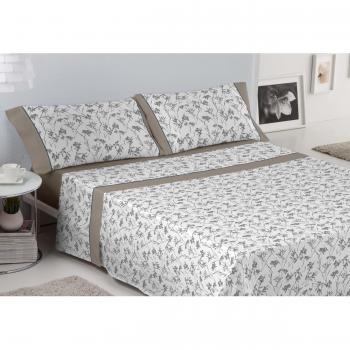 ES-Tela - Juego de sábanas Estampadas Paola Color Gris