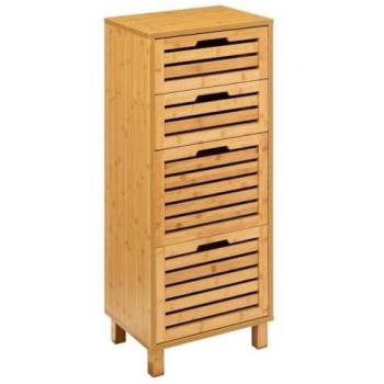 Cajonera Auxiliar FIVE SIMPLY SMART 4 Cajones Sicela Marrón 40x98x30cm en Bambú, Diseño Moderno y Funcional, Almacenamiento Óptimo, Para Cualquier Estancia