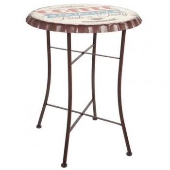 Mesa redonda de metal blanco Alexandra House Living 60 x 71 x 60 cm