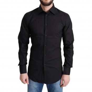 Dolce & Gabbana Black Cotton Blend Formal Dress Shirt - IT38 | XS
