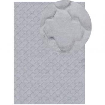Alfombra de Piel Sintética de Conejo Blanca 160 x 230 cm con Patrón de Reja, Suave y Pelo Largo