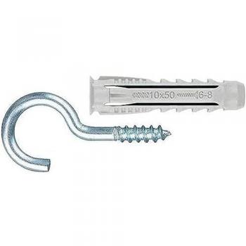 Taco Expansivo 8x40 mm con Gancho, Set de 4 Piezas, Hembrilla Cerrada, Ideal para Fijaciones en Paredes