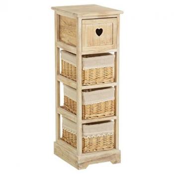 Cajonera romántica beige de madera con 4 cajones para baño, dimensiones 81x26x32 cm