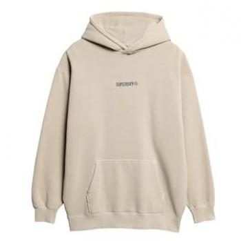 Sudadera suelta con capucha y micrologotipo estampado Superdry beige claro - L