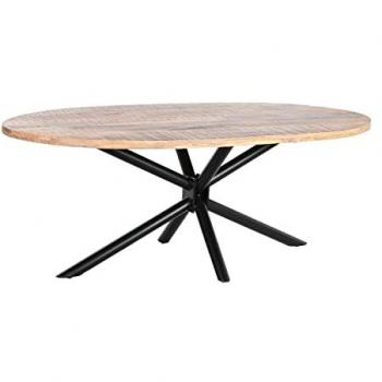 Mesa de Comedor DKD Home Decor Natural de Madera de Mango y Metal Negro 200x100x76 cm