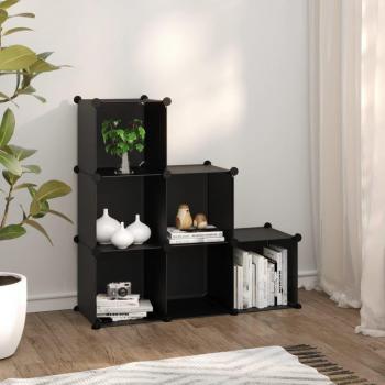 vidaXL Storage Cube Organiser with 6 Cubes Black PP