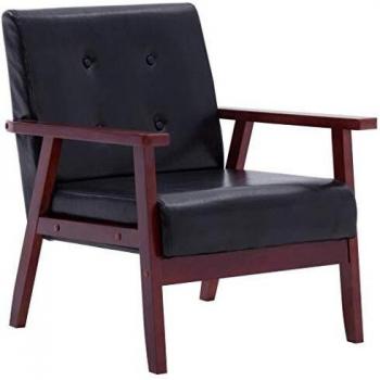 vidaXL Sillón Negro de Piel sintética