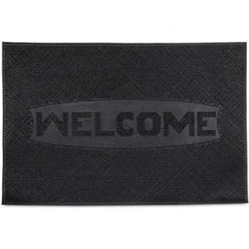 Felpudo Antideslizante de Caucho Bienvenido 60 x 40 cm, para Interior y Exterior, Color Negro