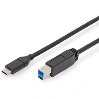 Digitus Cable USB 3.2 Gen1 Tipo-C a Tipo-B Macho/Macho 1.8m Negro