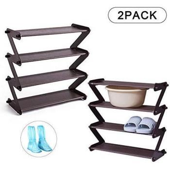 MIAOKE 2 Piezas Zapatero, Zapatero de 4 baldas, Organizador de Almacenamiento de Calzado Multicapa, Zapatero Estrecho para Calzado y Suministros Diarios 48 x 19 x 46 cm