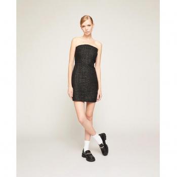 Vestido Corto Bustier en Tweed y Lúrex