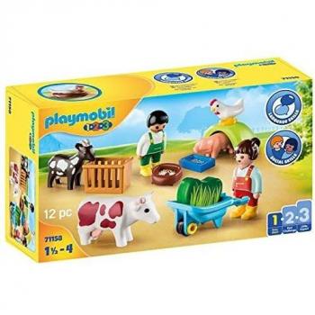 Playmobil 1.2.3 Granja con Animales y Figuras 71158