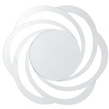 Espejo de Pared Moderno Circular de Vidrio Plateado MDF con Diseño Ciclón 70 cm Treban