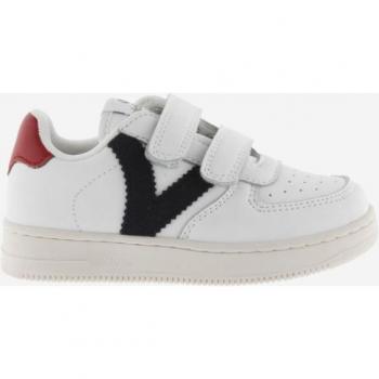 Zapatillas deportivas Victoria Tiempo para niños de piel blanca con tiras adherentes y piezas en contraste