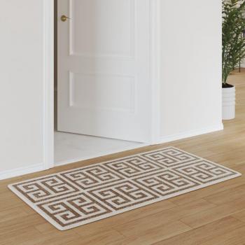 Alfombra interior exterior antideslizante pelo corto 80x150 cm Color Hoja, Geométrico, Borde, Alfombra de Piso para Sala de Estar, Dormitorio, Habitación, Salón