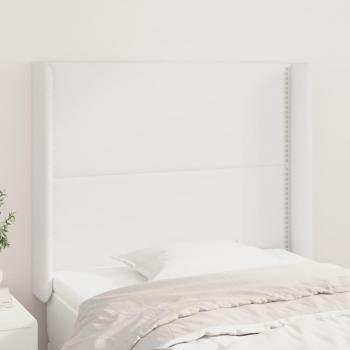 Cabecero de oreja blanco en cuero sintético, dimensiones 83x16x118/128 cm