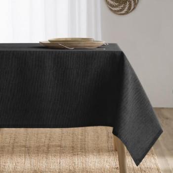 Mantel Antimanchas Resinado Liso Algodón Combinado Elba Carbón 140x240 cm