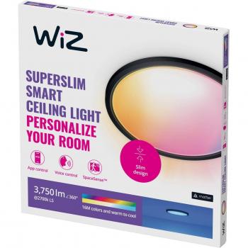 Plafón LED WiZ SuperSlim RGBW Ø54cm Negro, 3800lm, Tunable White y Color
