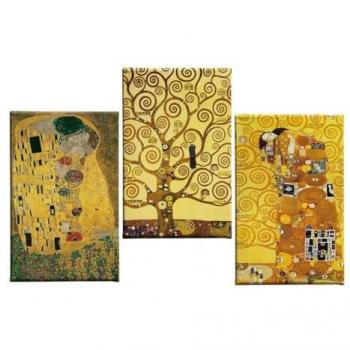 Impresión sobre Lienzo El Beso de Klimt, Poliéster Multicolor, Marco de Madera, 150x3x70 cm