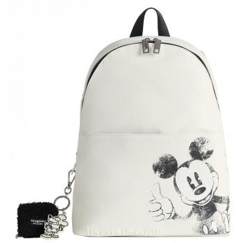 Mochila Mujer Desigual Mickey Mombasa Edición Limitada Crudo Beige Grande 38x28x14 cm con 2 Cremalleras y Diseño de Cómic