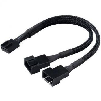 Akasa 4-Pin PWM Fan Splitter Cable, Connects 2 PWM Fans from Single Header, 15cm Length - Black (AK-CBFA04-15)