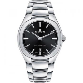 Reloj Edox Les Bemonts 57004-3-NIN, Analógico, 30mm, Resistente al Agua 3ATM, Color Plata/Negro