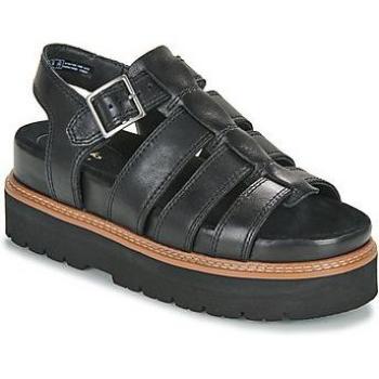 Clarks Orianna Twist Black Leather Women's Platform Slingback Sandals