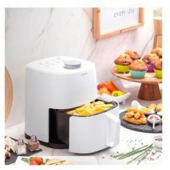 InnovaGoods Fryinn Lite 2000 Freidora sin Aceite, Air Fryer 1200W, Capacidad 2L, Incluye Más de 100 Recetas en Español, Color Blanco, Dimensiones 25